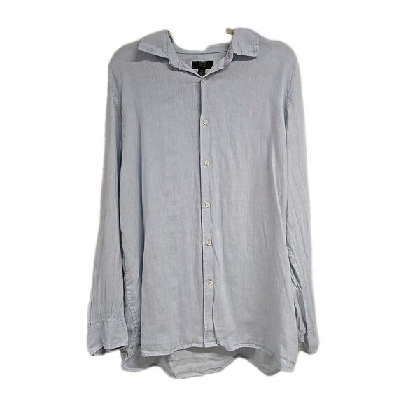 Club Room Luxury 100% Linen Button Down Long Sleeve Shirt Light Blue Men's Sz XL - Picture 1 of 8